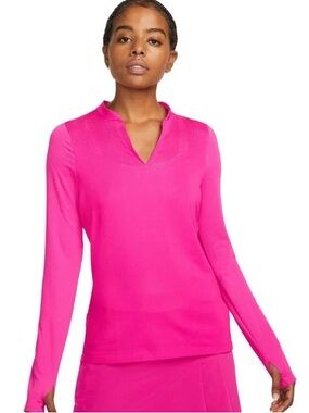 💖 Nike Dri-FIT ADV Ace Long Sleeve Golf Polo Women's Medium Hot Pink